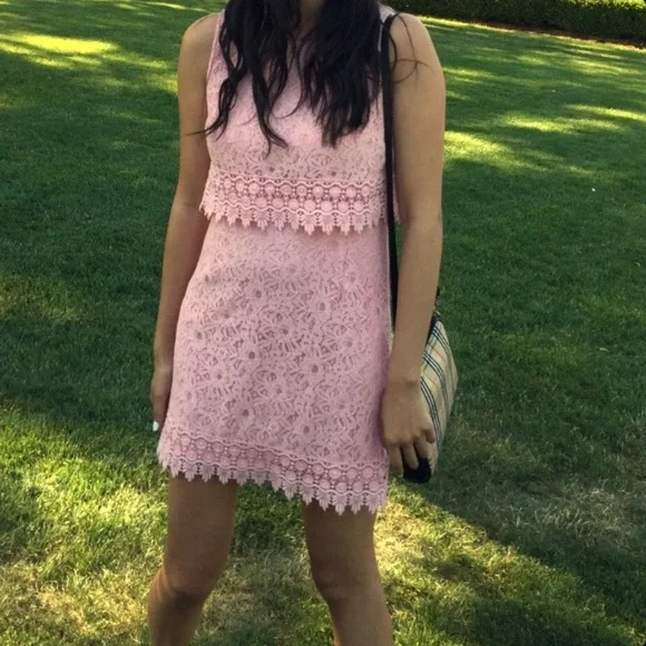 Mustard Seed | Dresses | Mustard Seed Sleeveless Pink Lace Tiered Dress L |  Poshmark